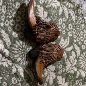 Stylish Tan Fringe Ankle Booties